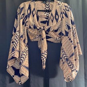 Boho Long sleeve Crop Top